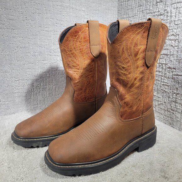 J. B. Dillon Other - J.B. Dillon JBRG200 Men's Size 9 EW US Brown Leather Pull on Cowboy Boots